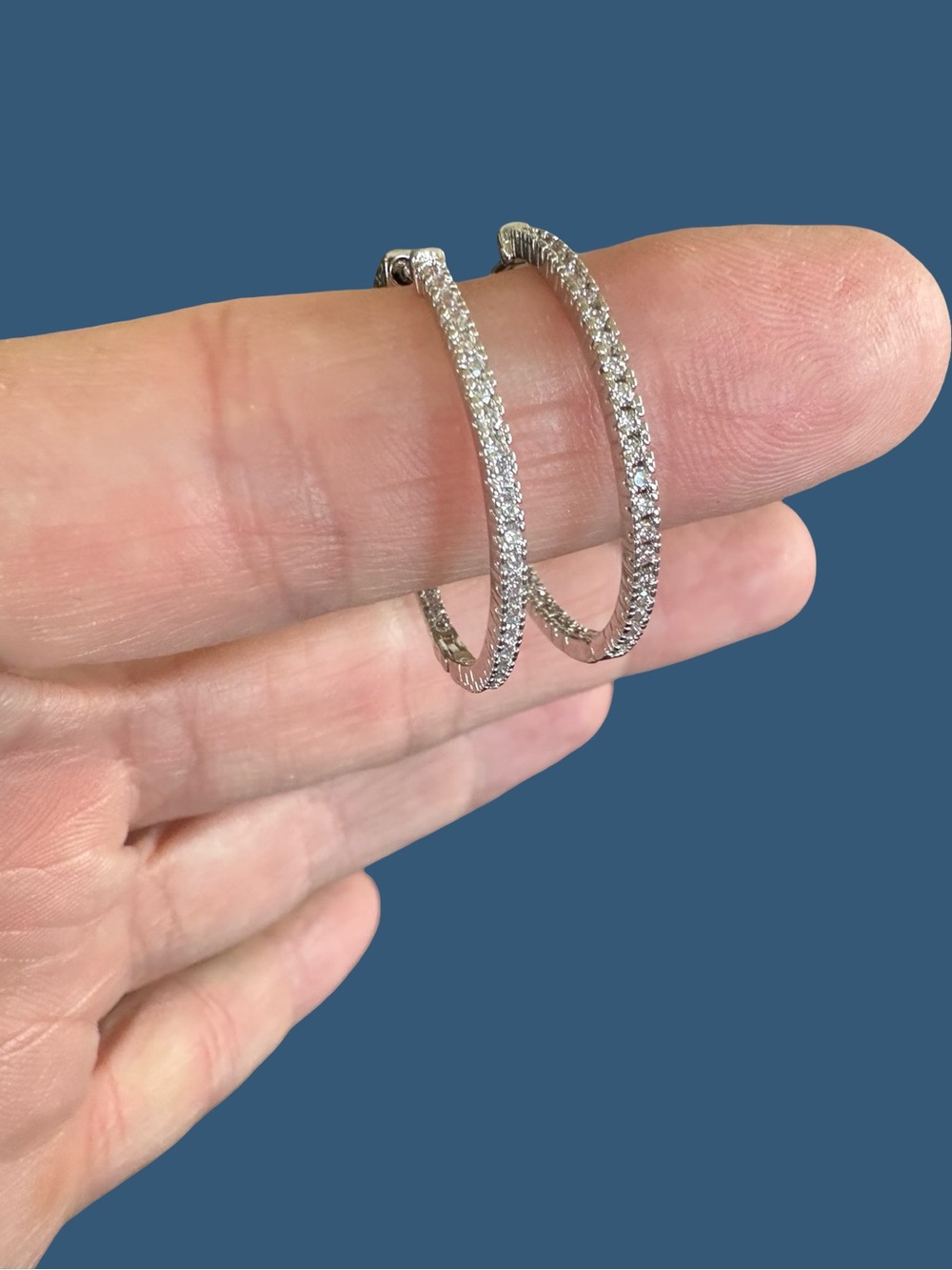 Kenneth Jay Lane Silver Pavé Hoop Earrings